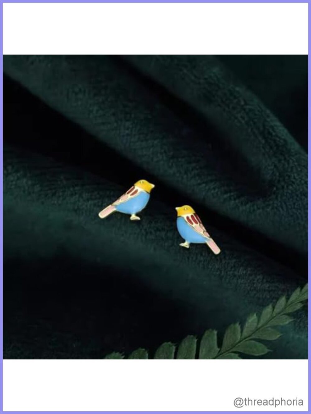 Bird Stud Earrings 925 Sterling Silver 14k Gold Plated Enameled Tiny Animal - Picture 4 of 6